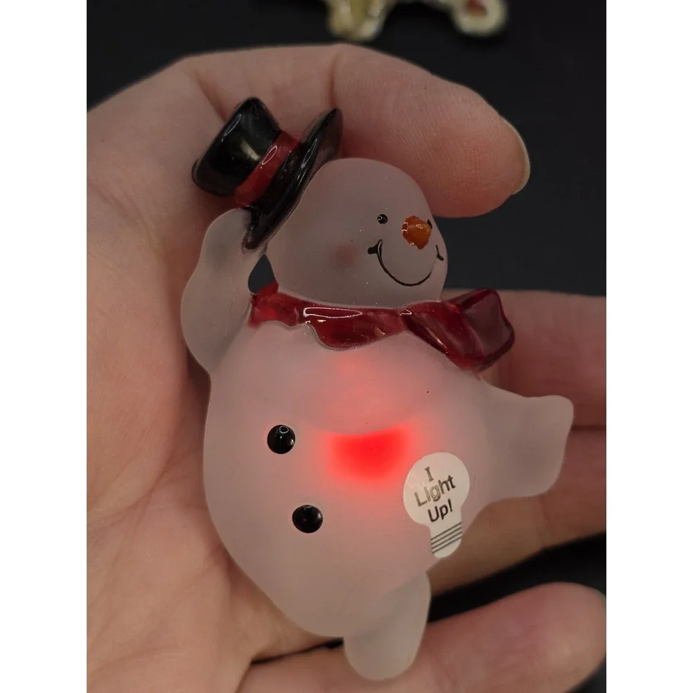 Christmas Light Up Plastic Acrylic Pins Frosty Snowman